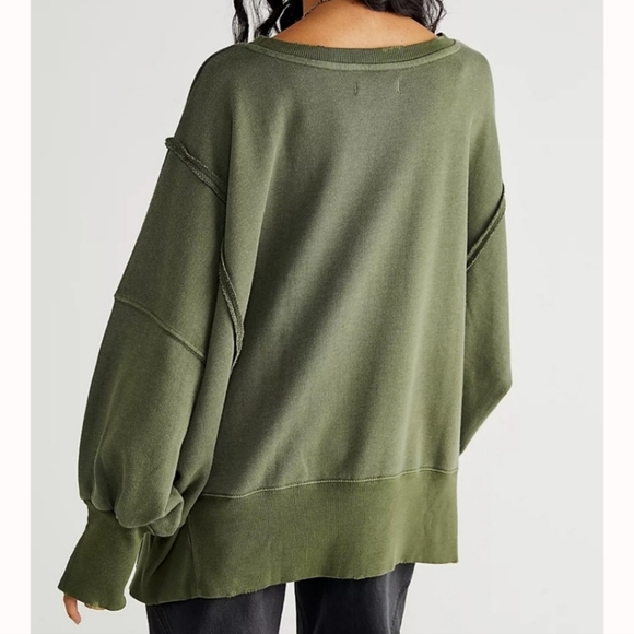 NEW FREE PEOPLE CAMDEN We The Free Sweatshirt Top Olive Green St. Patrick's S - Picture 4 of 11